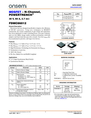 FDMC86012 datasheet cover page