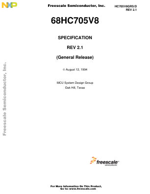 HC705V8GRS 数据手册首页