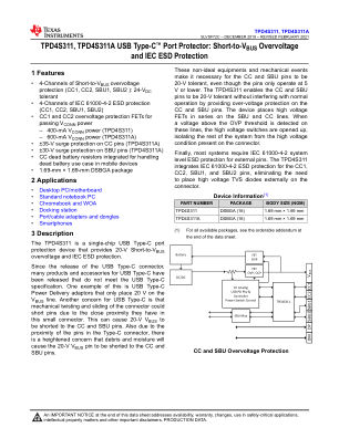 TPD4S311A datasheet cover page