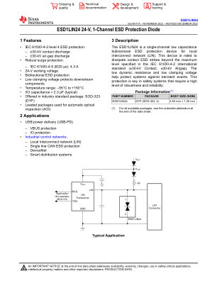 ESD1LIN24 数据手册首页