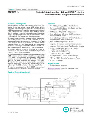 MAX16919 datasheet cover page