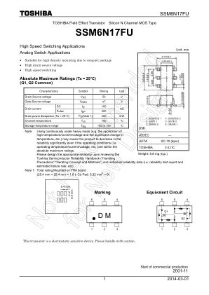 SSM6N17FU datasheet cover page