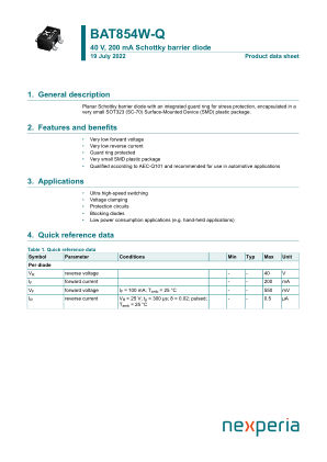 BAT854W-QX datasheet cover page
