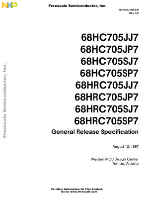 HC705JJ7GRS 数据手册首页