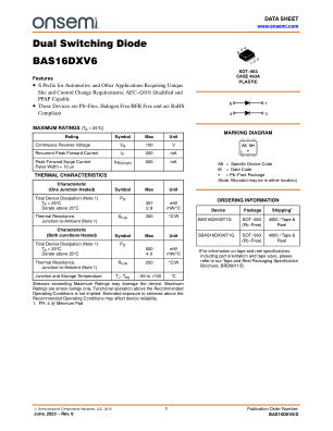 BAS16DXV6 datasheet cover page