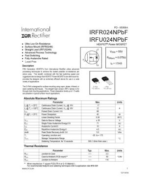 IRFR024N 数据手册首页
