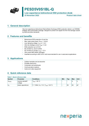 PESD5V0S1BL-QYL datasheet cover page