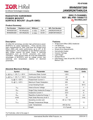 IRHNS597260 datasheet cover page