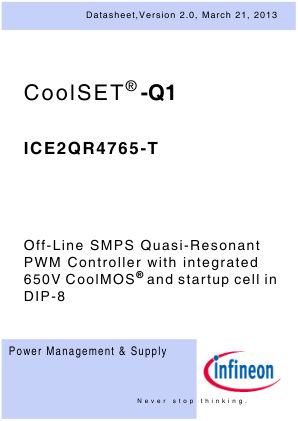 ICE2QR4765-T 数据手册首页