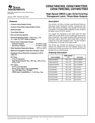 CD74HCT563 datasheet cover page