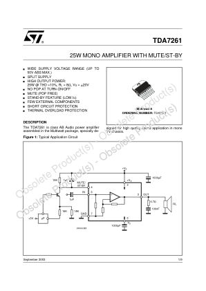 TDA7261 数据手册首页