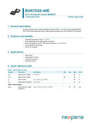 BUK7D25-40EX datasheet cover page