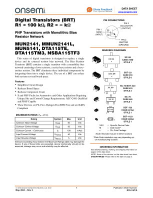 DTA115T datasheet cover page