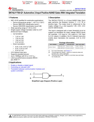 SN74LV1T00-Q1 数据手册首页