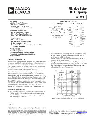 AD743 datasheet cover page