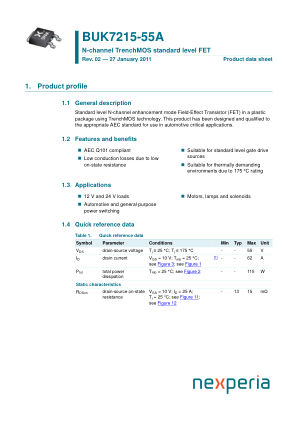 BUK7215-55A datasheet cover page