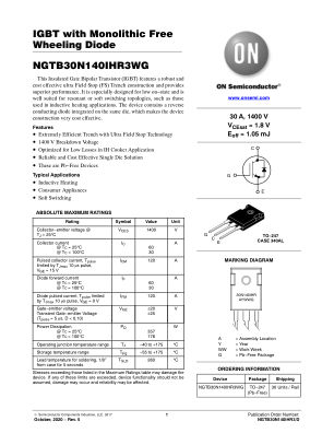 NGTB30N140IHR3 数据手册首页