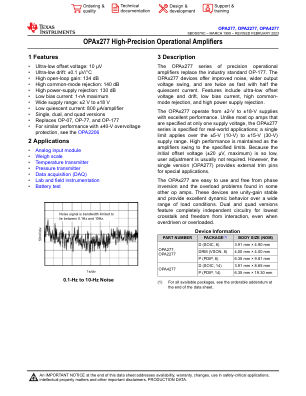 OPA4277 datasheet cover page
