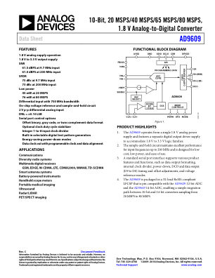 AD9609 datasheet cover page