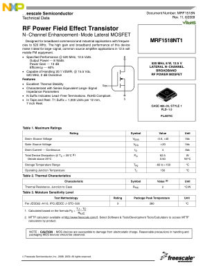 MRF1518N datasheet cover page