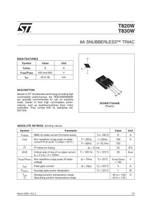 T830W 数据手册首页