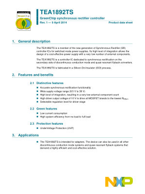TEA1892TS datasheet cover page