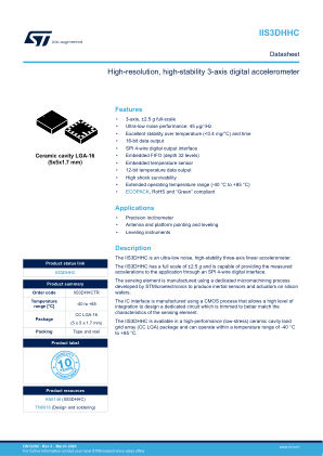 IIS3DHHC 数据手册首页