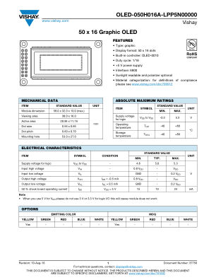 OLED050H016ALPP5N00000 数据手册首页