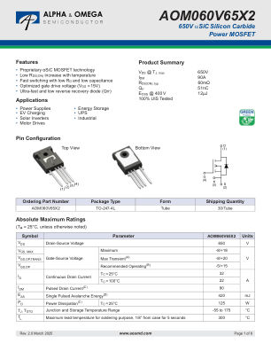 AOM060V65X2 datasheet cover page