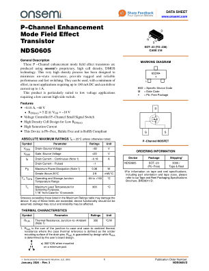 NDS0605 datasheet cover page