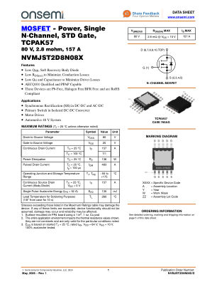 NVMJST2D8N08X datasheet cover page