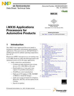 MCIMX35SR2AEC 数据手册首页
