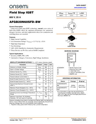 AFGB20N60SFD-BW 数据手册首页