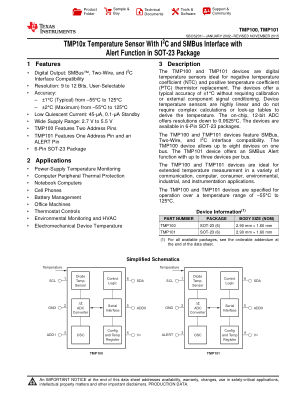 TMP101 datasheet cover page
