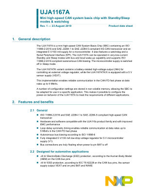 UJA1167A datasheet cover page