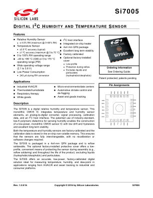 SI7005-B-FMR datasheet cover page
