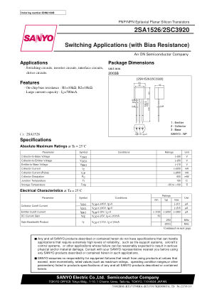 2SA1526 datasheet cover page