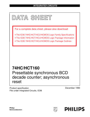 74HC160PW datasheet cover page
