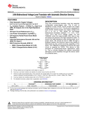 TXB0302 datasheet cover page