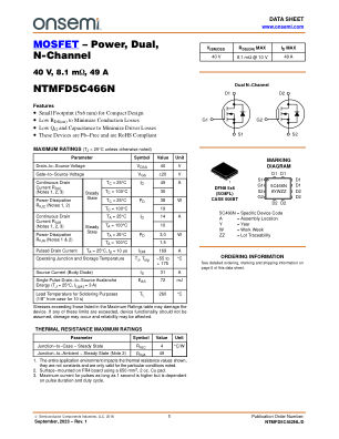 NTMFD5C466N datasheet cover page