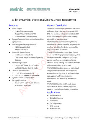 AW86018HCSR datasheet cover page