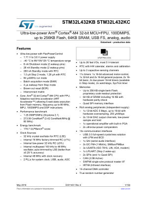STM32L432KB datasheet cover page