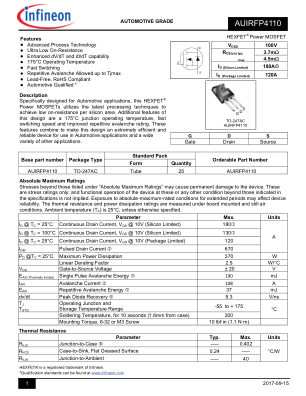 AUIRFP4110 数据手册首页
