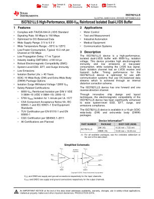 ISO7821LLS 数据手册首页