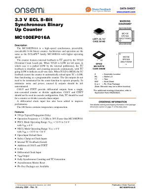 MC100EP016A datasheet cover page