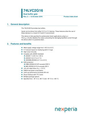 74LVC2G16GFH datasheet cover page