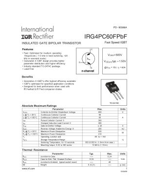 IRG4PC60F datasheet cover page