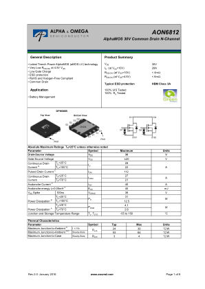 AON6812 数据手册首页