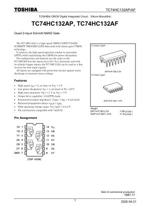 TC74HC132AP datasheet cover page