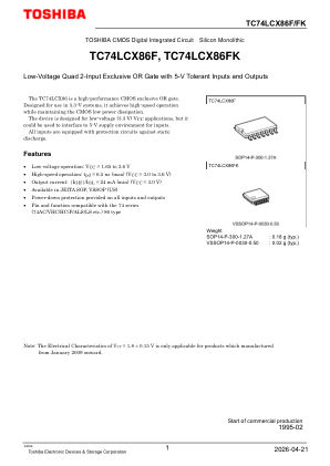 TC74LCX86FK datasheet cover page